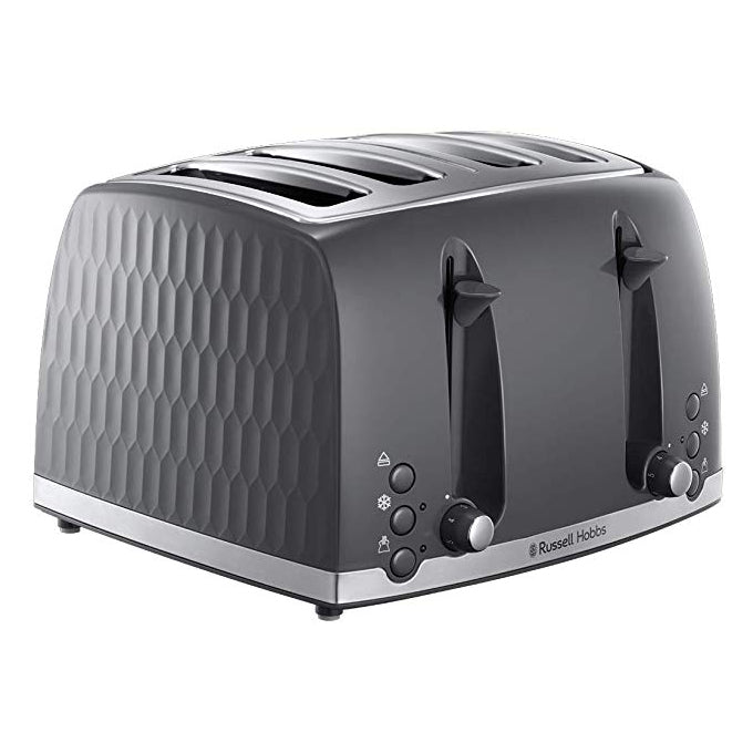 Russell Hobbs Toaster | 4 Slice | Honeycomb | Grey
