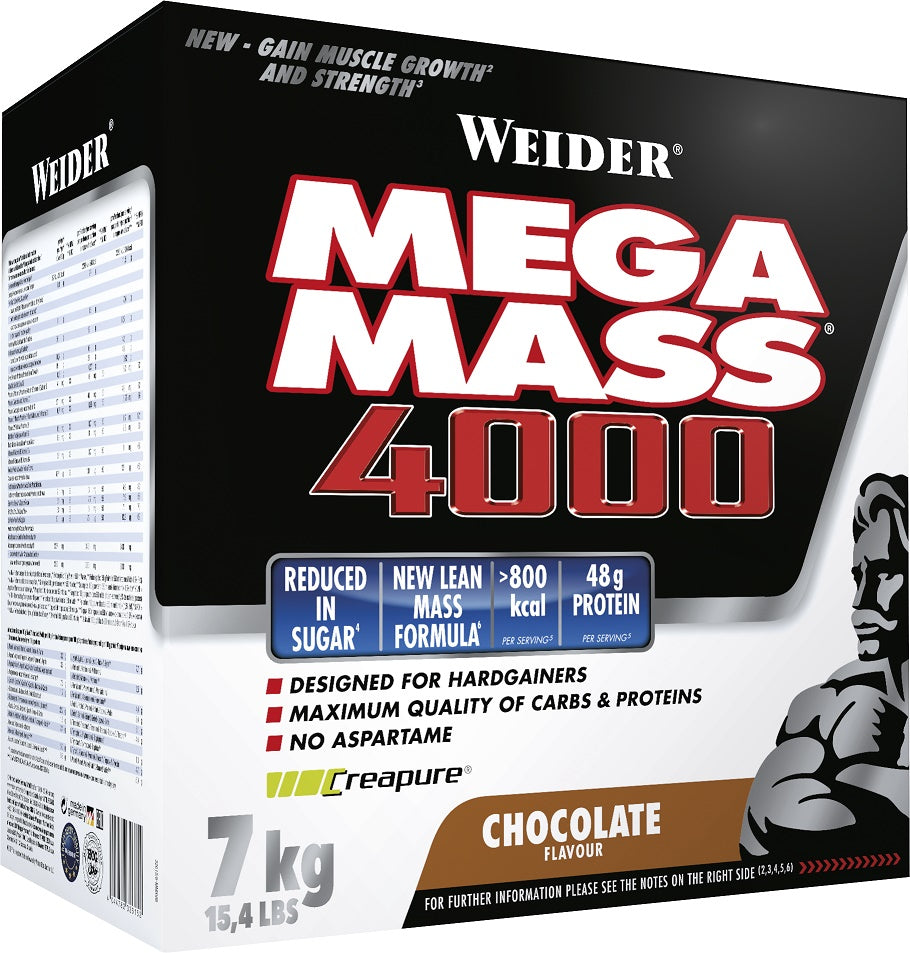 Weider: Mega Mass 4000, Strawberry - 7000g
