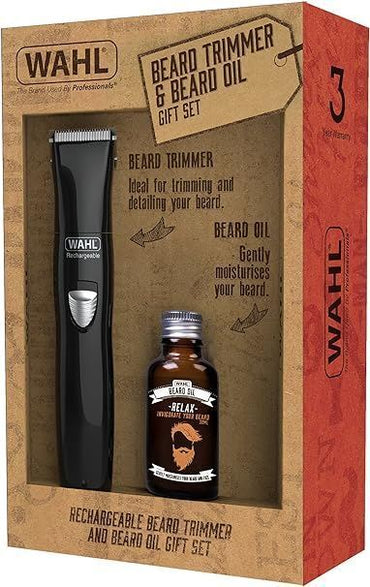 Wahl Beard Trimmer & Beard Oil Gift Set | Recharge