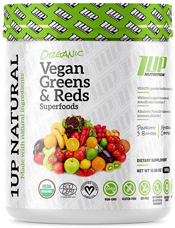 1Up Nutrition: Organic Vegan Greens & Reds Superfoods, Pineapple - 300g