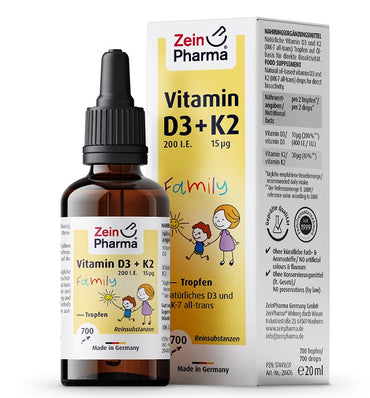 Zein Pharma: Vitamin D3 + K2 Family Drops - 20 ml.